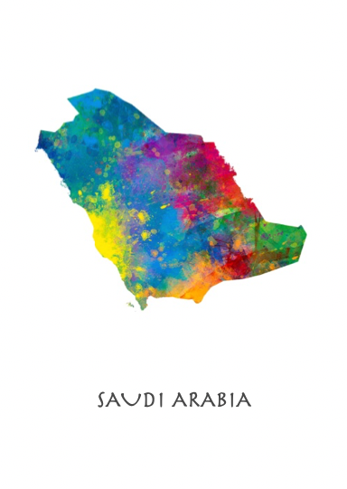 Saudi Arabia Watercolour Map